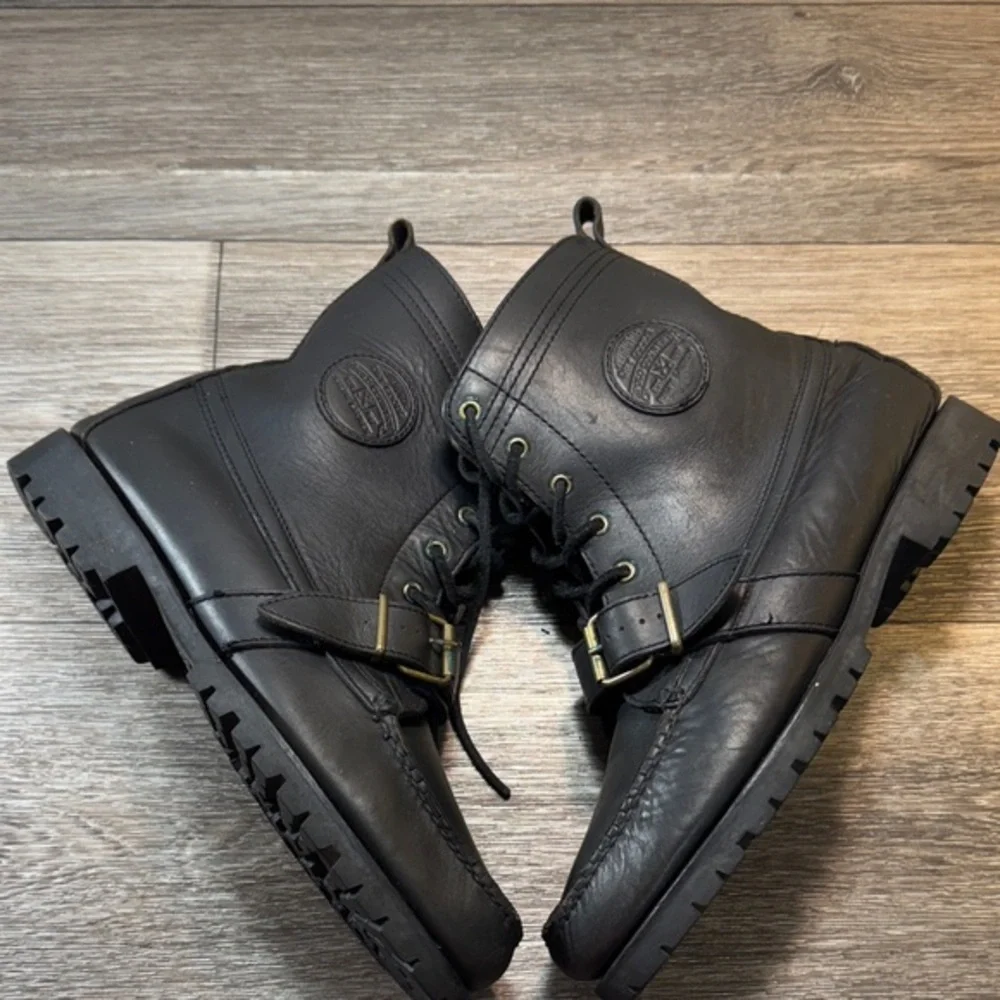 Polo Ralph Lauren vintage Black Leather Men's Boots size 11 (s131)